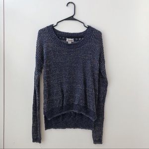 Mudd Crochet Lace Back Navy Blue Knit Sweater